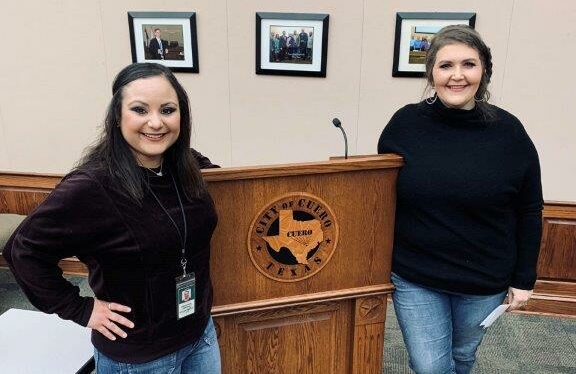 Maggie and Sam at Podium