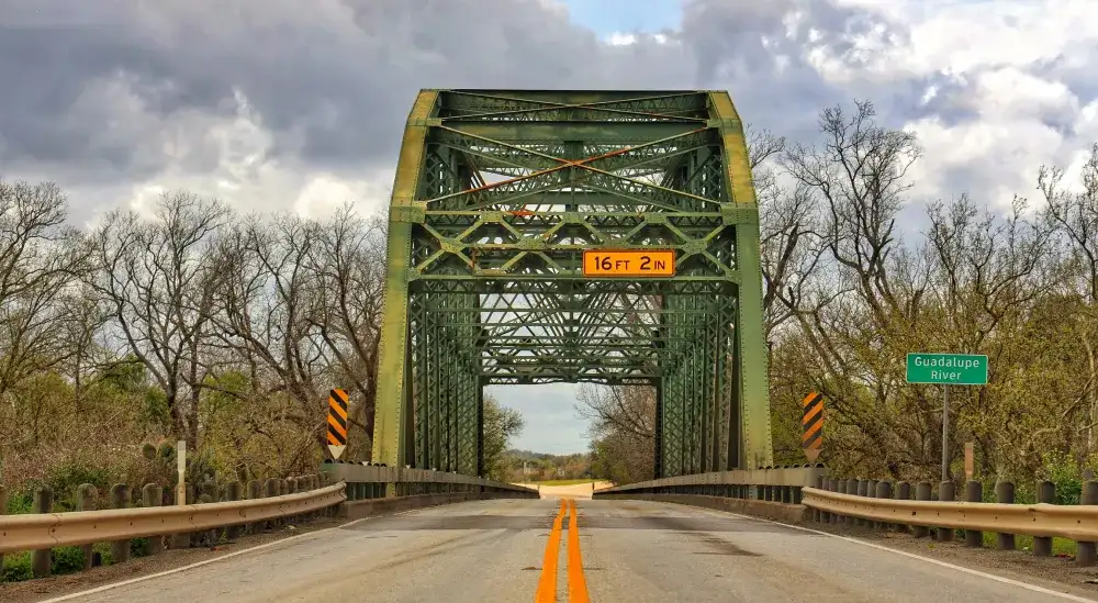 Green bridge over the Guadalupe River.